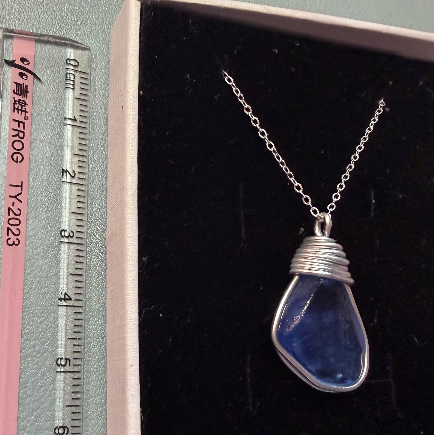 Mid Blue Seaham Sea Glass Pendant