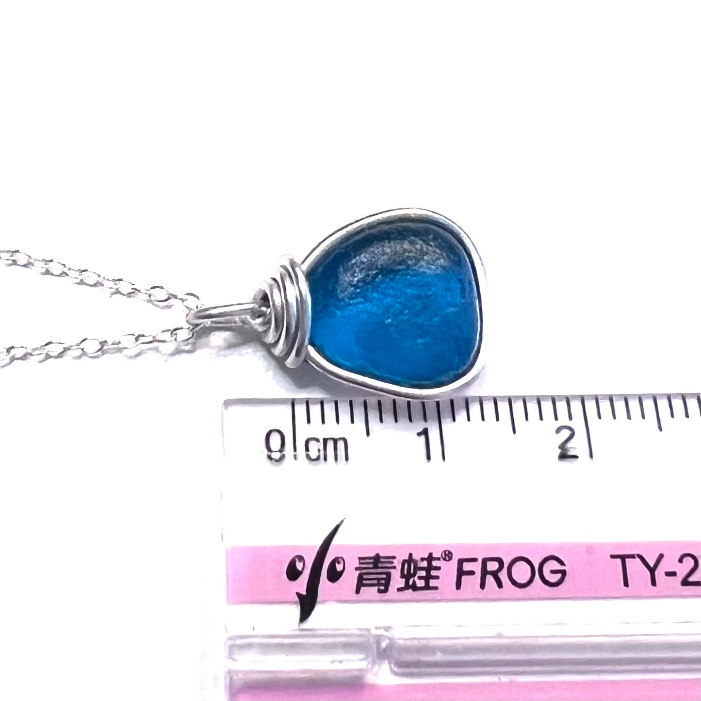 Turquoise Green Seaham Sea Glass Pendant