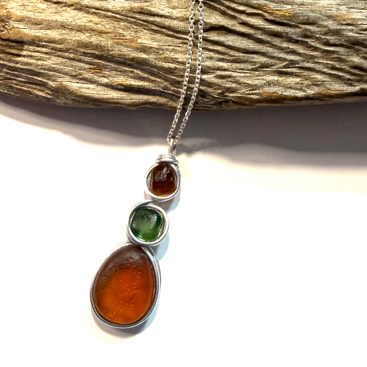 Autumn Shades Sea Glass  Pendant
