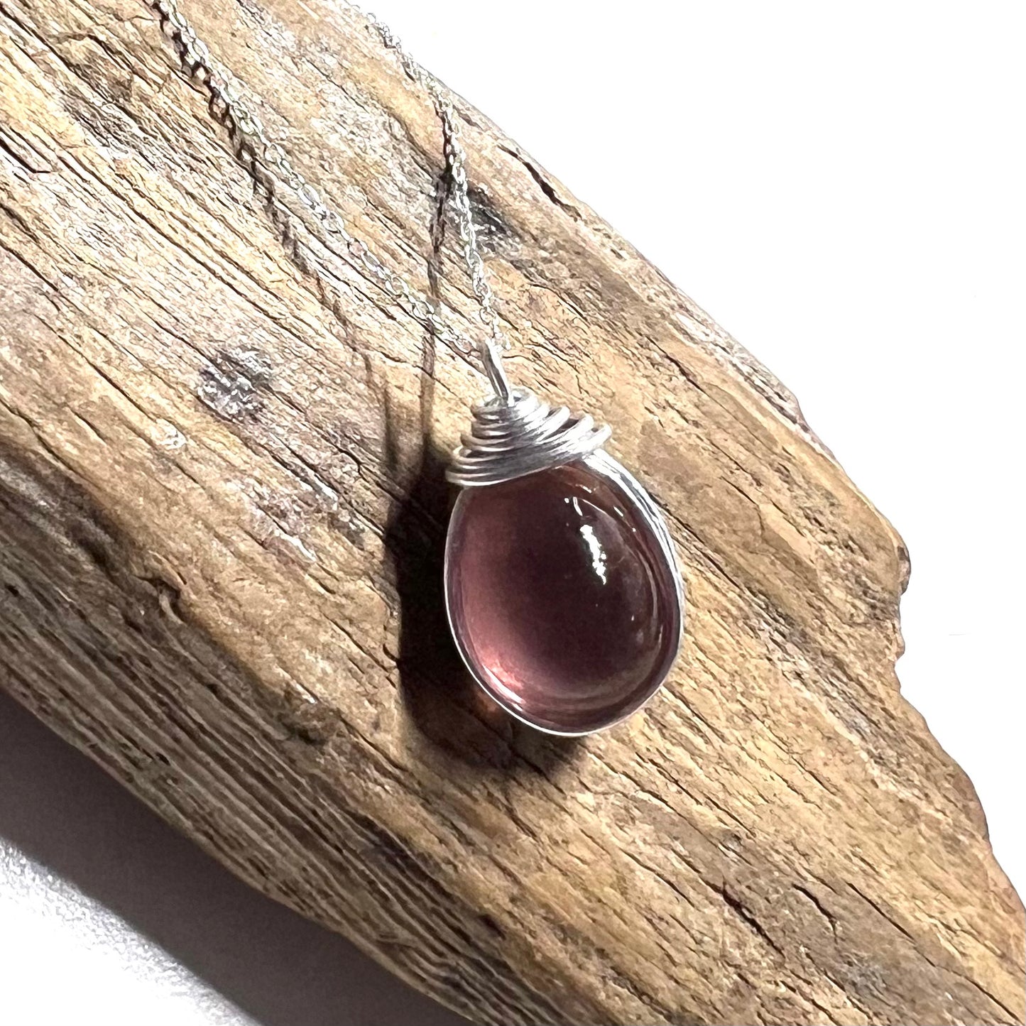 Rare Plum Purple Seaham Sea Glass Bubble Pendant
