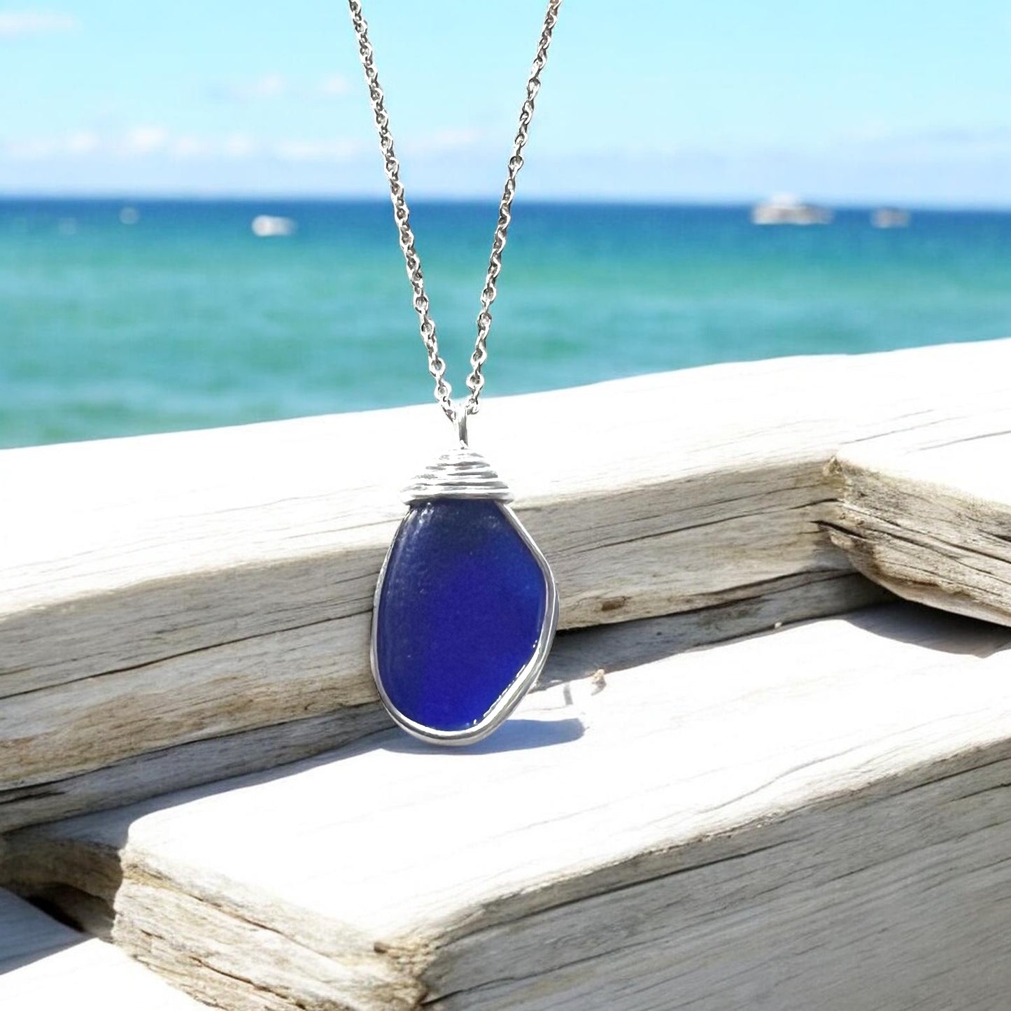 Kent Cobalt Blue Sea Glass Pendant