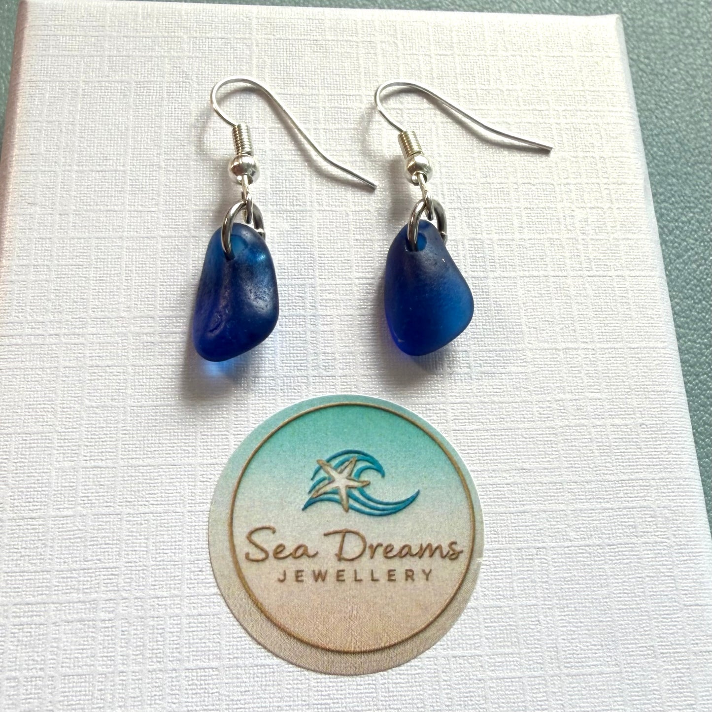 Statement Seaham Sea Glass and Glass Pearl Earrings