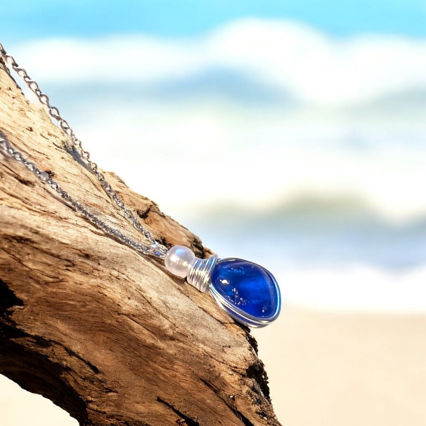 Mid Blue Kent Sea Glass Pendant