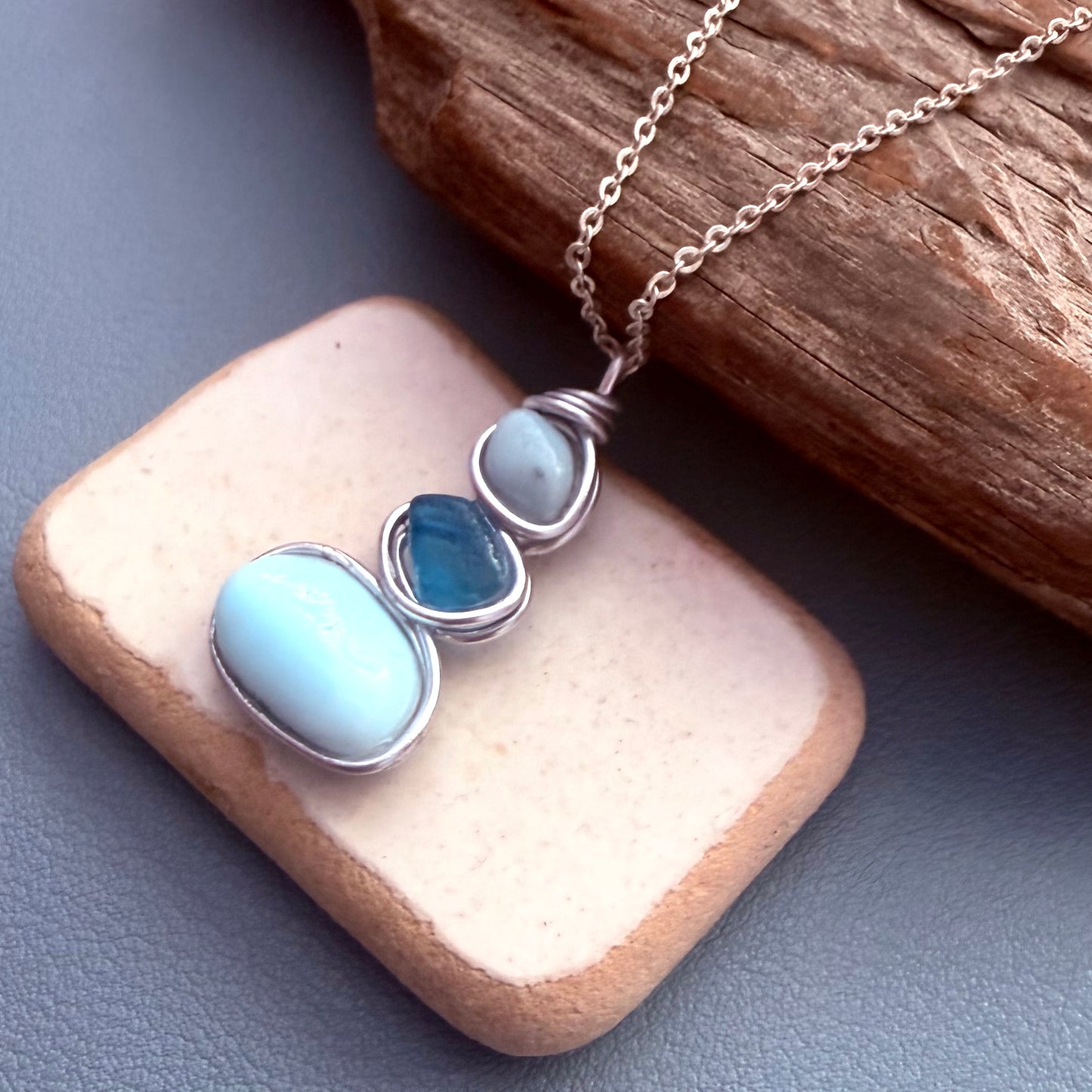 Three Piece Seaham Sea Glass Pendant