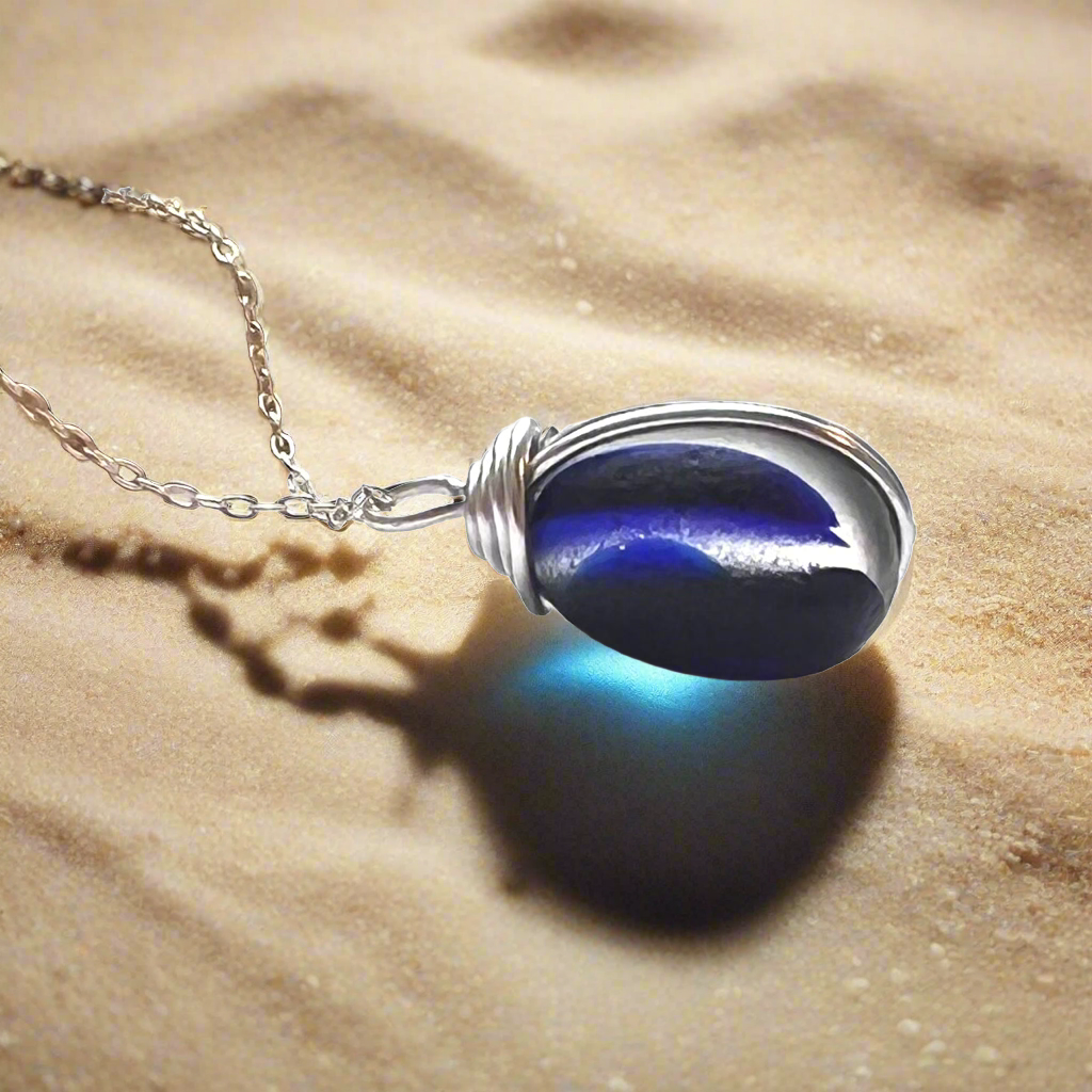 Gorgeous Mixed Blues Seaham Sea Glass Multi Pendant