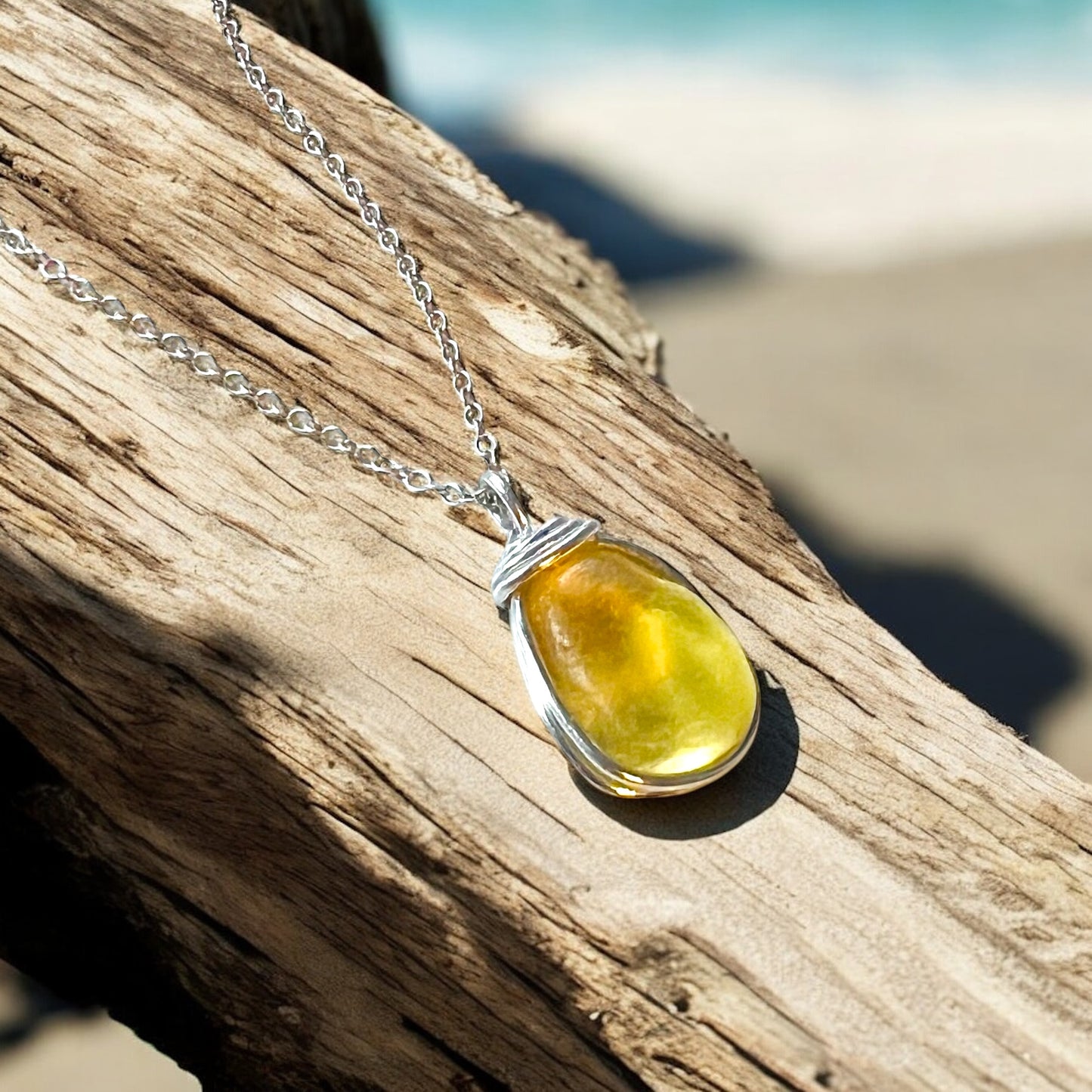 Rare Yellow Sea Glass Pendant
