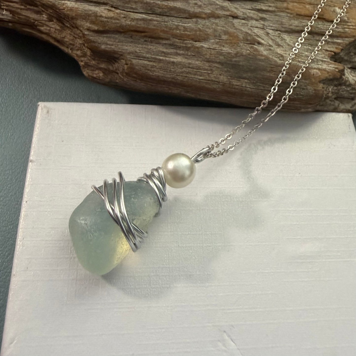 Rare Large Opalescent Seaham Sea Glass Pendant