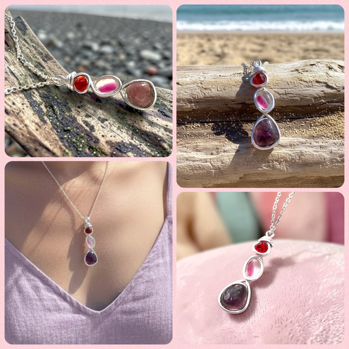 Three Piece Seaham Sea Glass Pendant