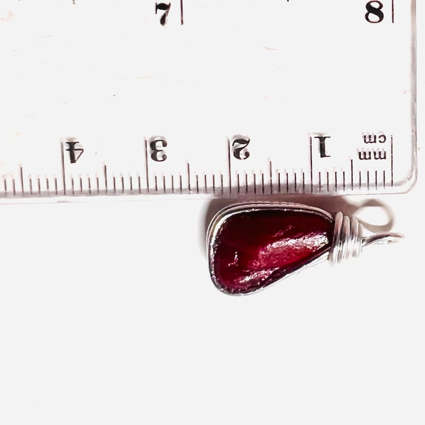 Milky Dark Red Seaham Sea Glass Pendant