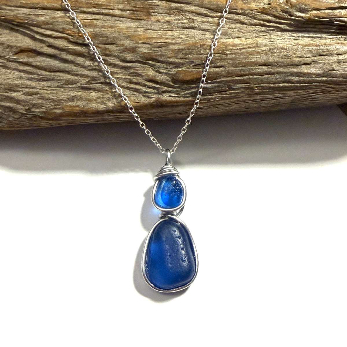 Deep Blue Seaham Sea Glass Pendant