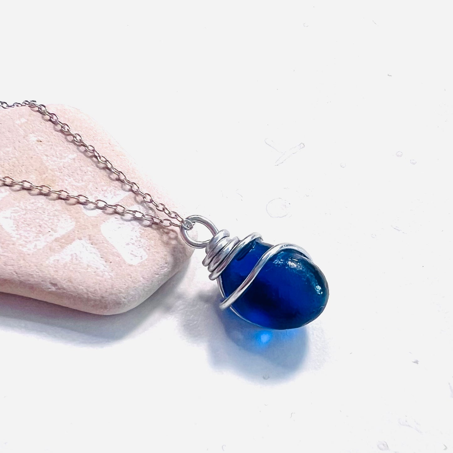 Deep Blue Seaham Sea Glass Pendant