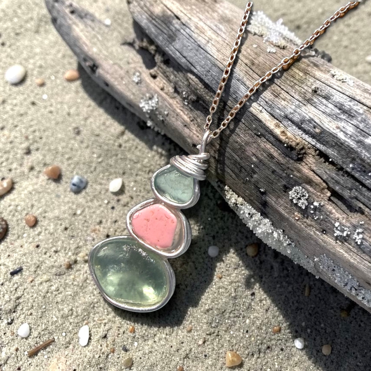 Three Piece Seaham Sea Glass Pendant