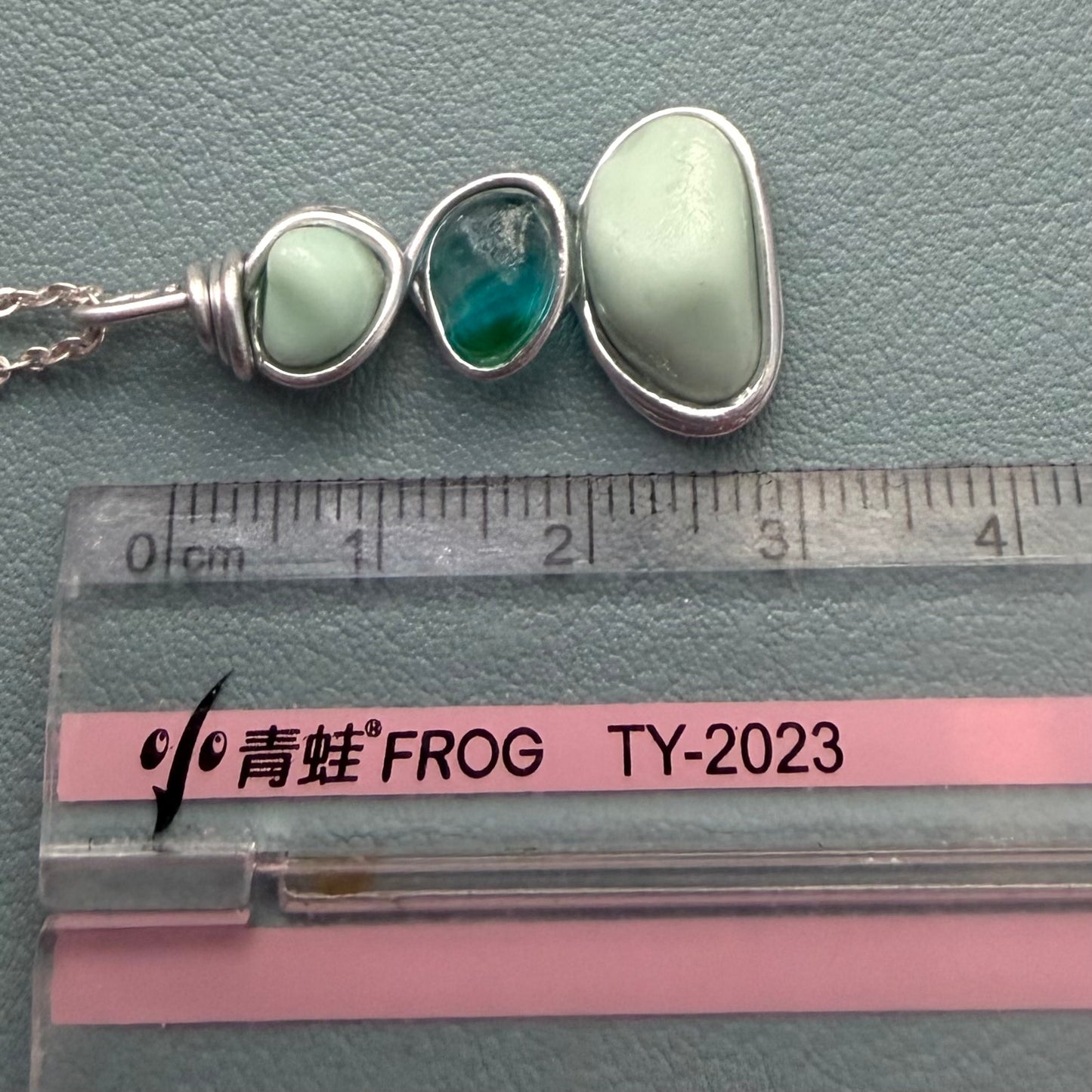 Three Piece Mint Green Seaham Sea Glass Pendant
