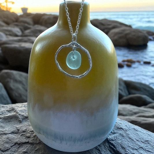 Pale Aqua Seaham Sea Glass Seafoam Shade Frame Pendant