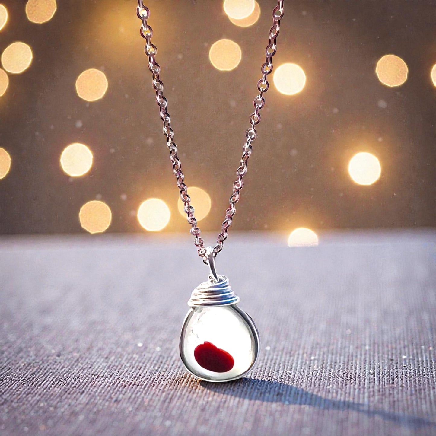 Red Dot Seaham Sea Glass Multi Tone Pendant