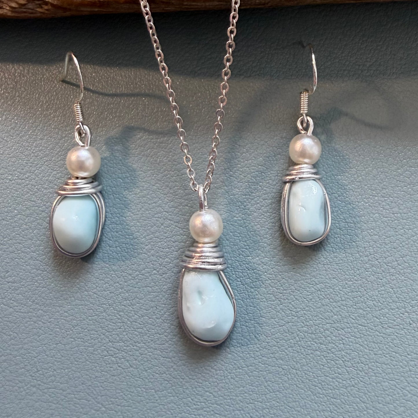 Milky Blue Seaham Sea Glass Jewellery Set