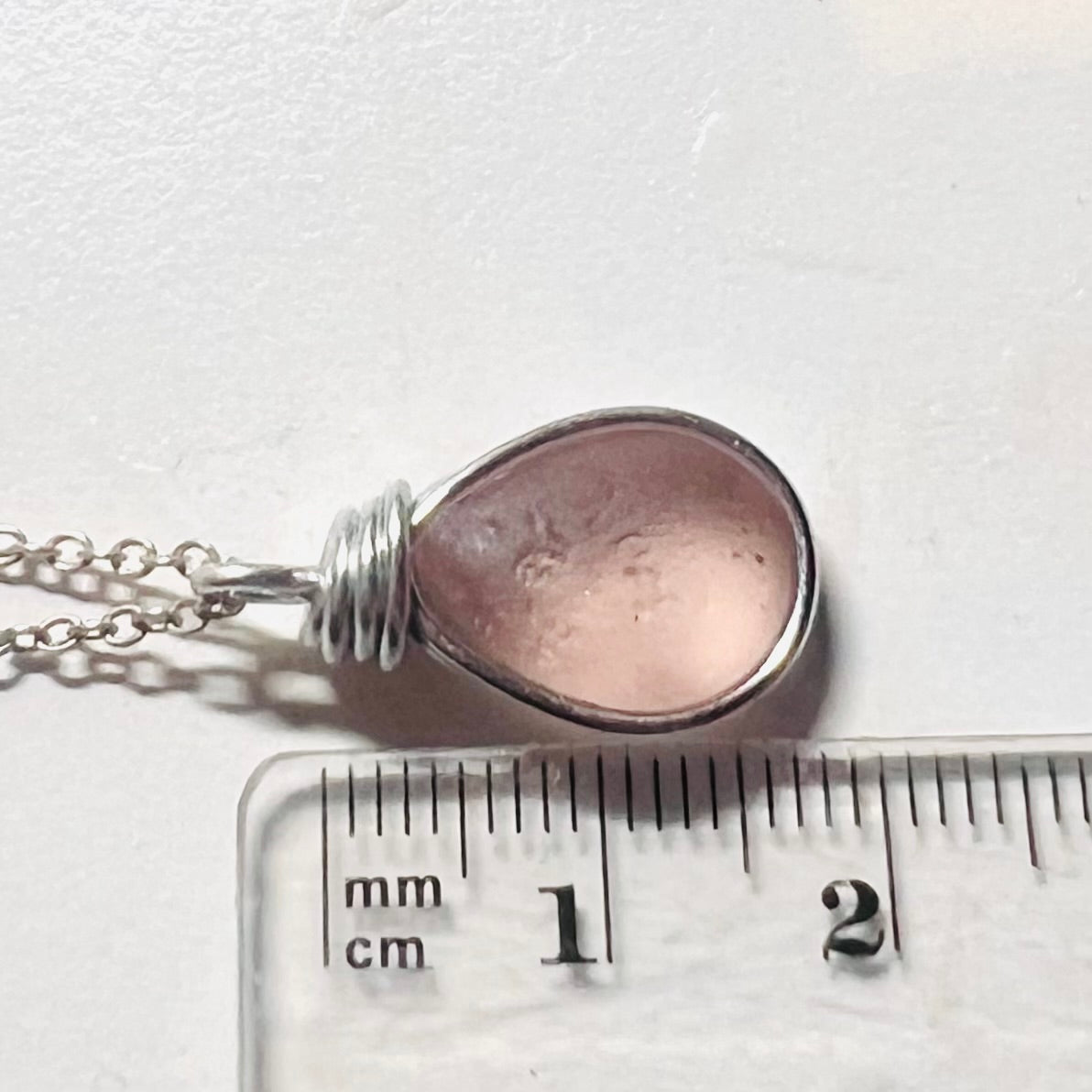 Rare Pale Pink Seaham Sea Glass Pendant