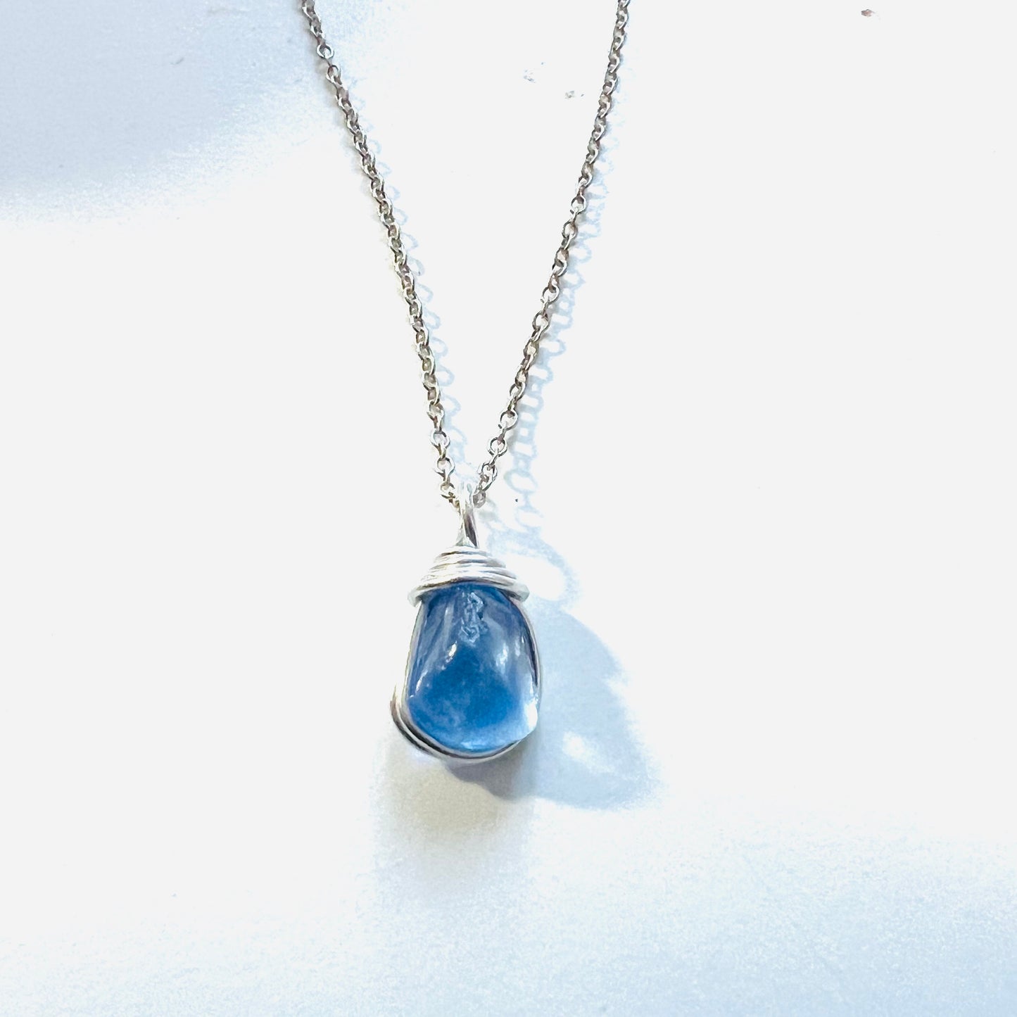 Mid Blue Seaham Sea Glass Pendant