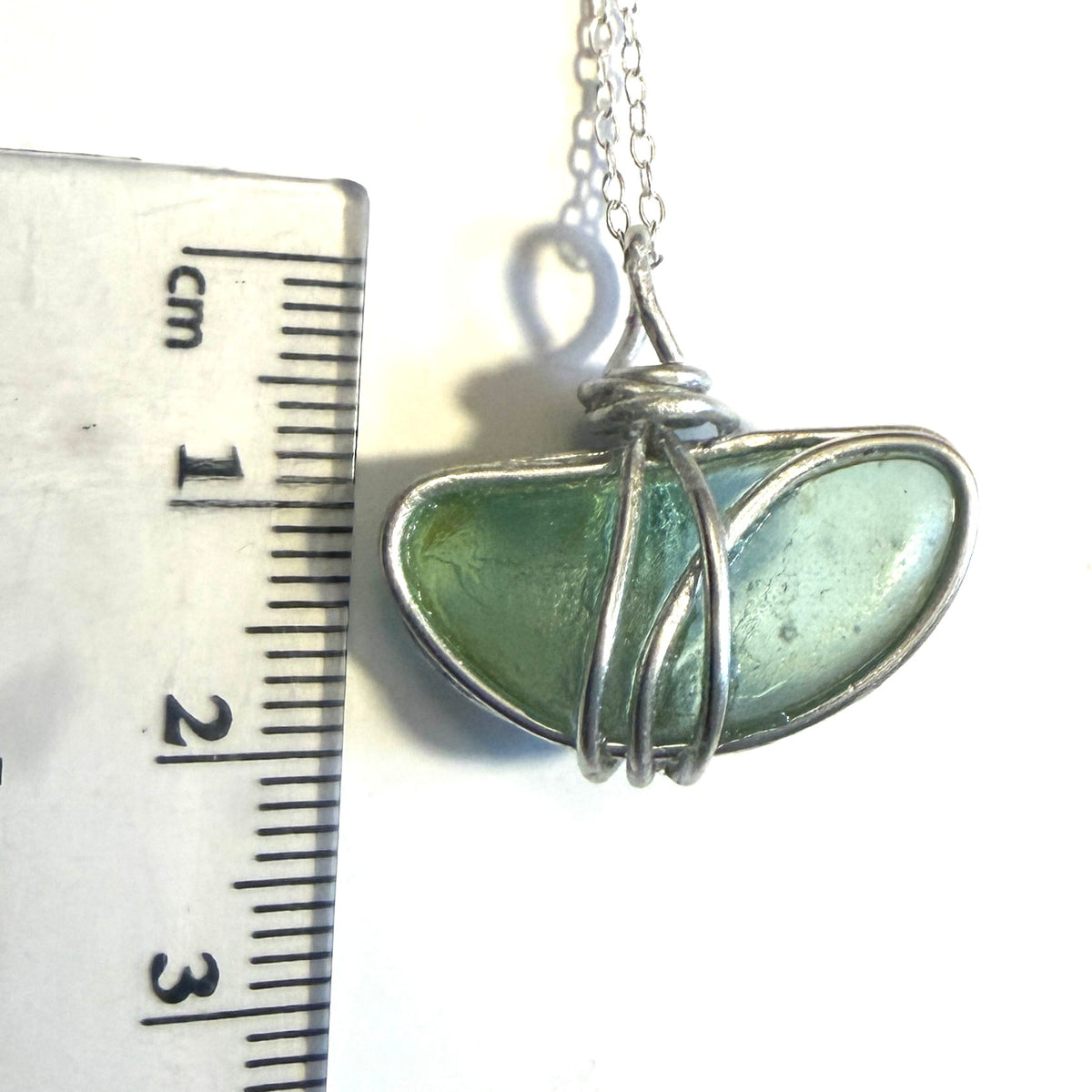 Aqua Green Seaham Sea Glass Pendant