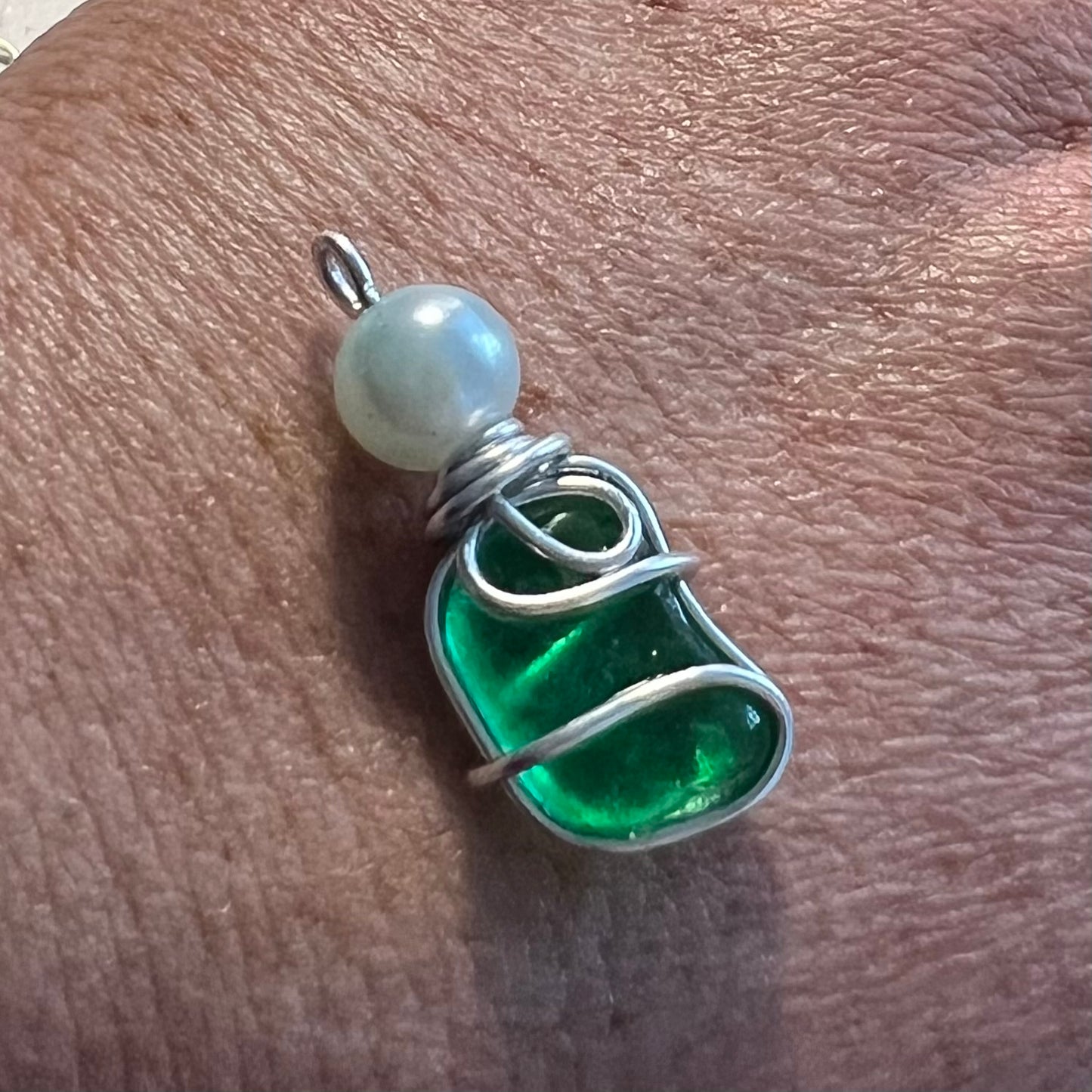 Canary Island Rare Turquoise Green Sea Glass Pendant