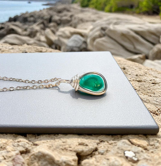 Small Turquoise Seaham Sea Glass Multi Pendant LP