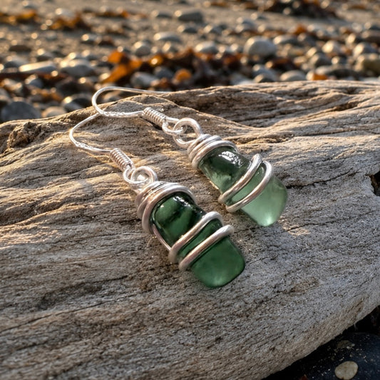 Turquoise Seaham Sea Glass Earrings