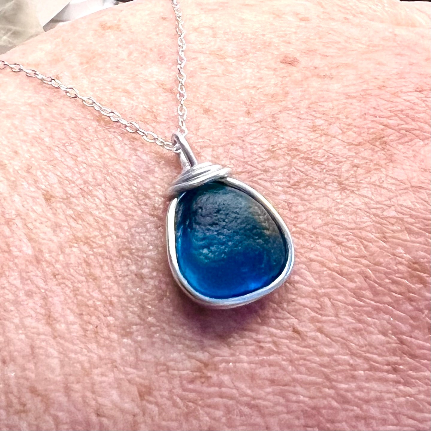 Turquoise Green Seaham Sea Glass Pendant