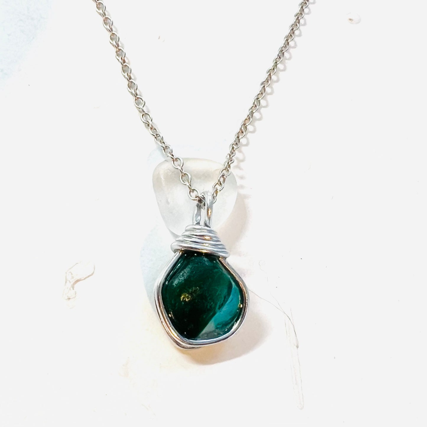 Green and Turquoise Seaham Sea Glass Multi Pendant