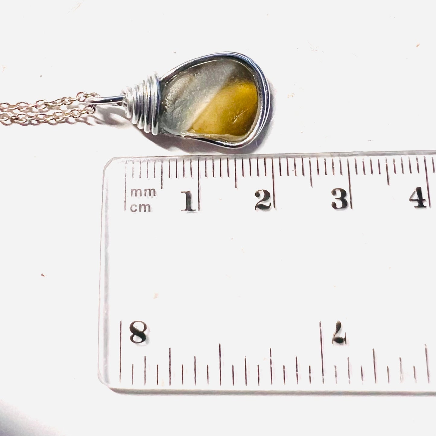 Rare Olive Stripes Green Seaham Sea Glass Chunky Pendant