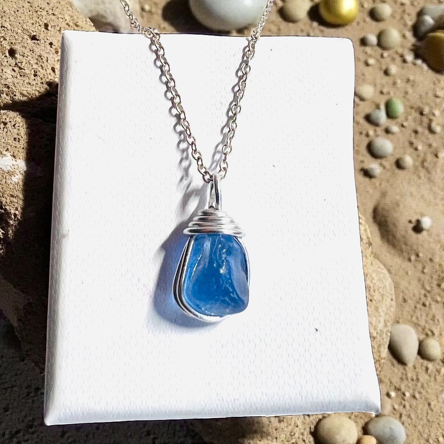 Mid Blue Seaham Sea Glass Pendant