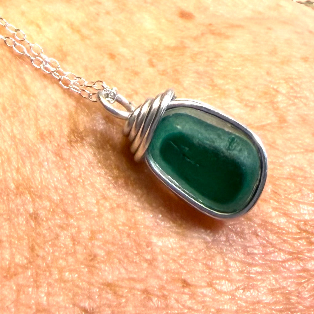 Stunning Rare Turquoise Seaham Sea Glass Multi Pendant