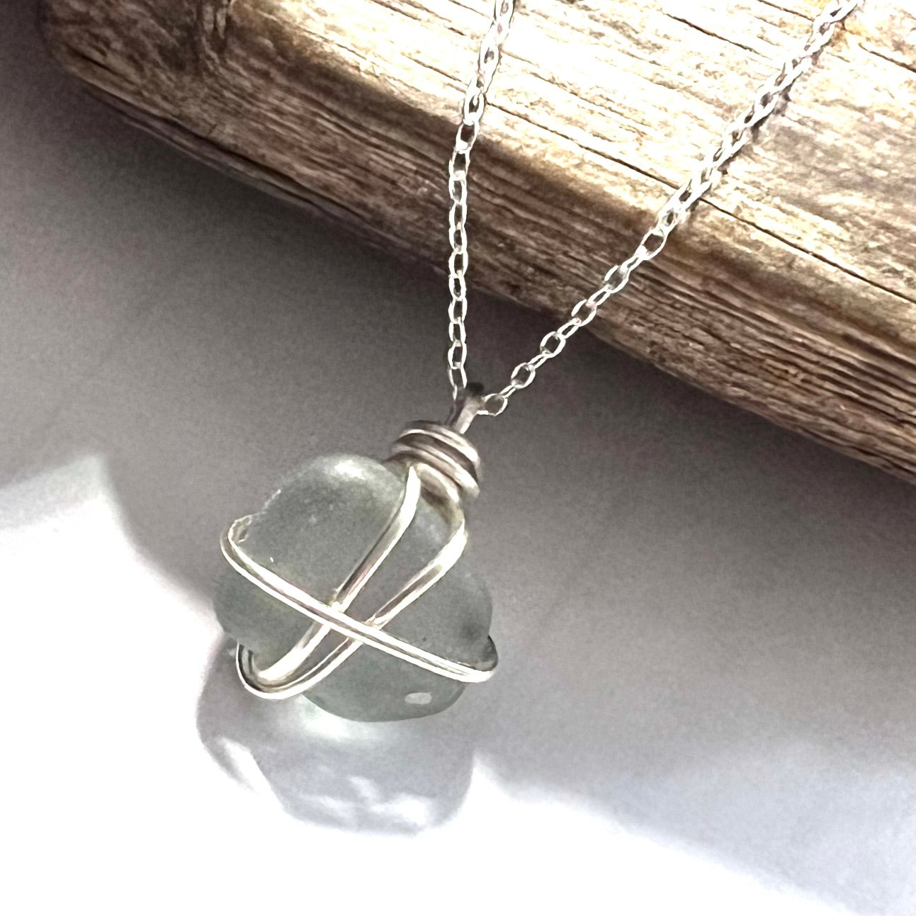 Dusky Grey Seaham Sea Glass Pendant