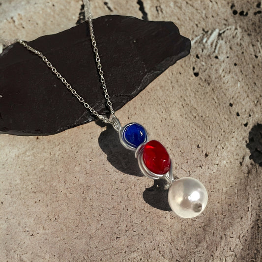 Seaham Sea Glass & Glass Pearl Pendant