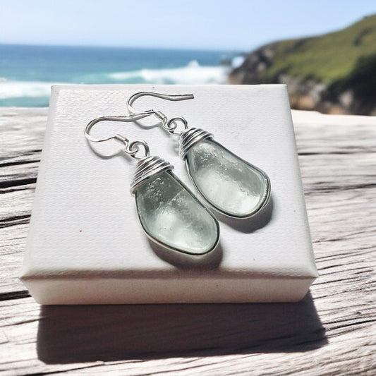 Seafoam Seaham Sea Glass Earrings