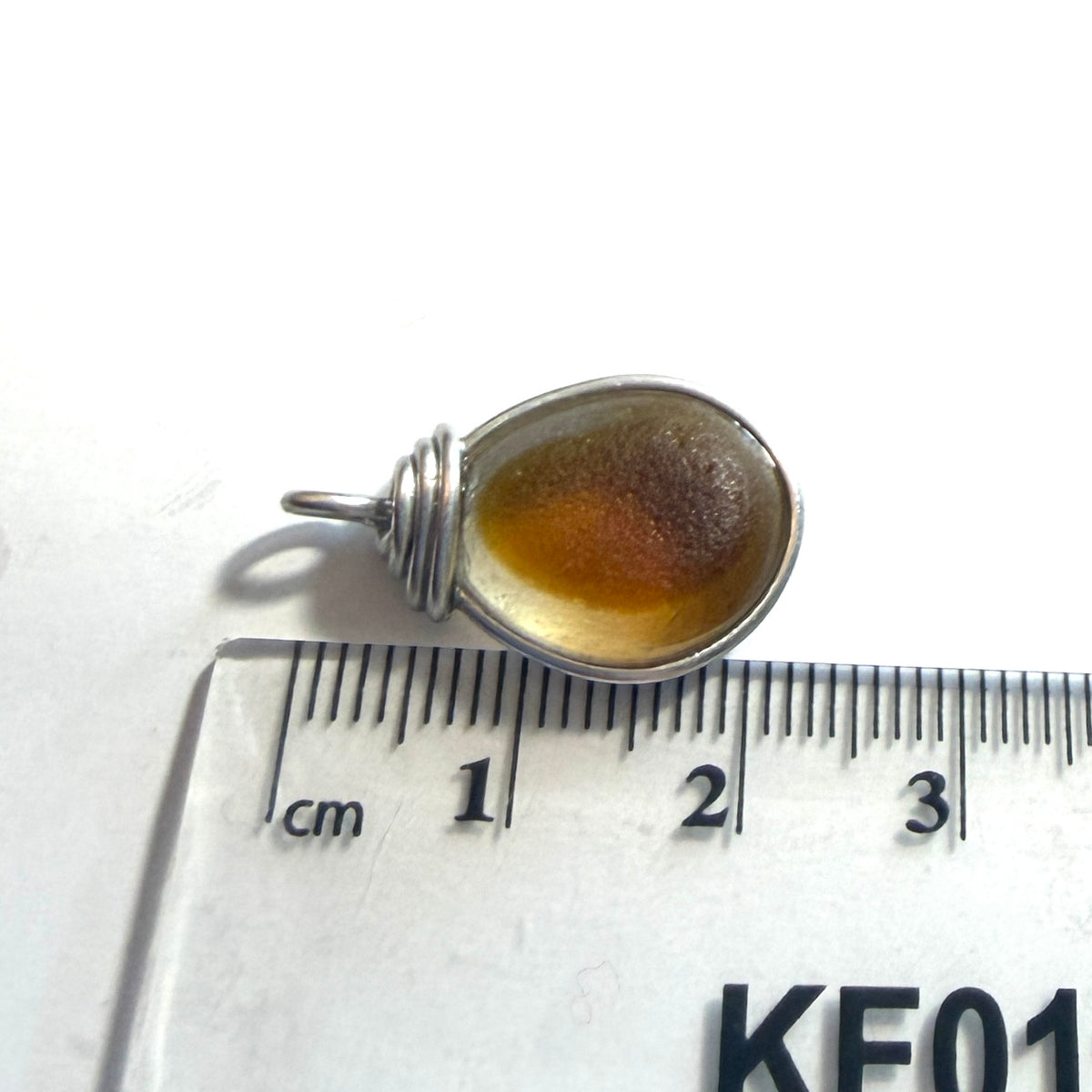 Large Yellow and Orange Multi Tone Seaham Sea Glass Pendant