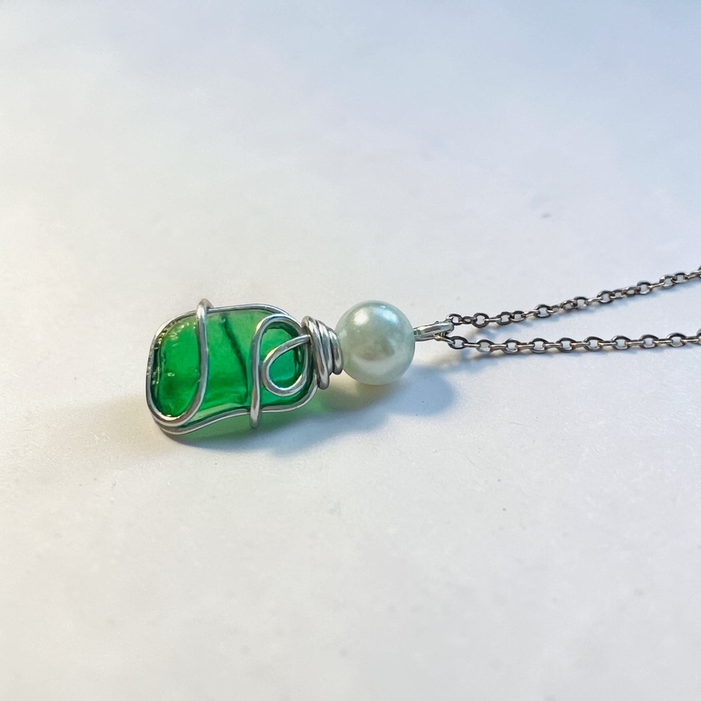 Canary Island Rare Turquoise Green Sea Glass Pendant