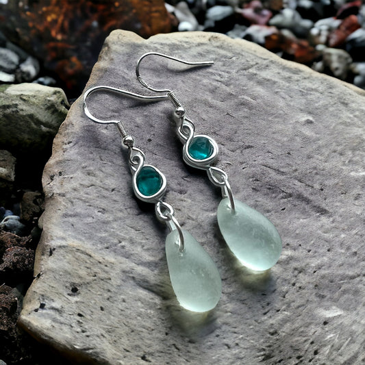 Seaham Sea Glass Long Drop Earrings