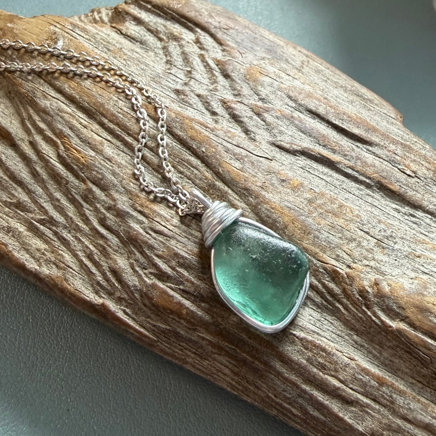 Turquoise Seaham Sea Glass Pendant