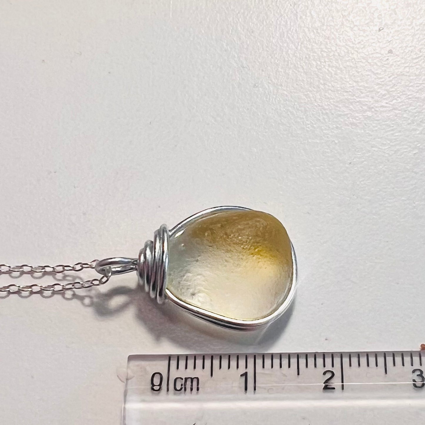 Yellow and White Seaham Sea Glass Multi Pendant
