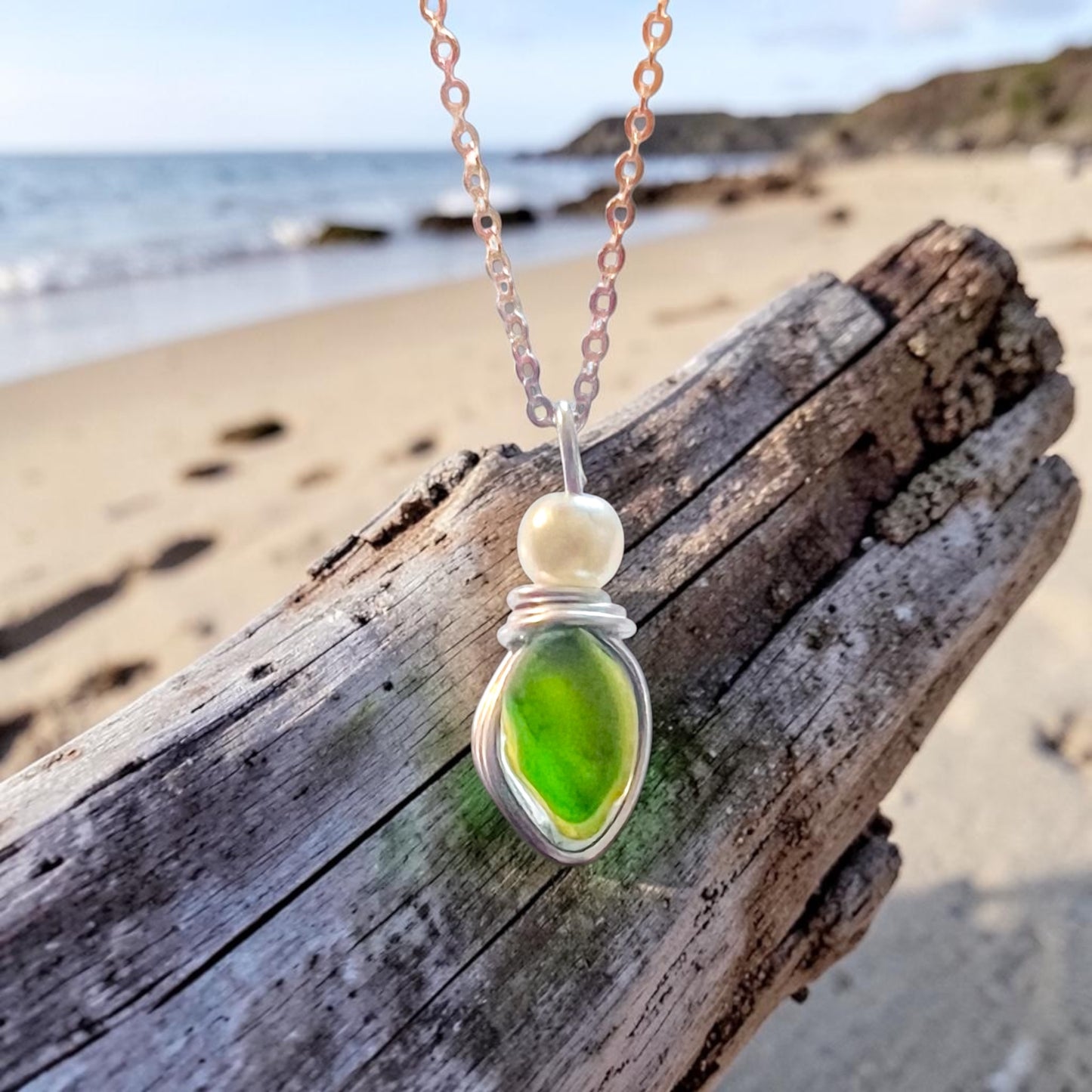 Green Seaham Sea Glass Multi Pendant