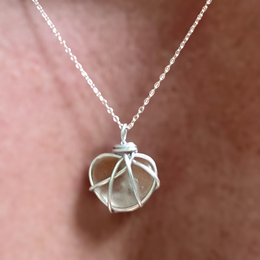 Rare Pale Yellow Colour Seaham Sea Glass Pendant