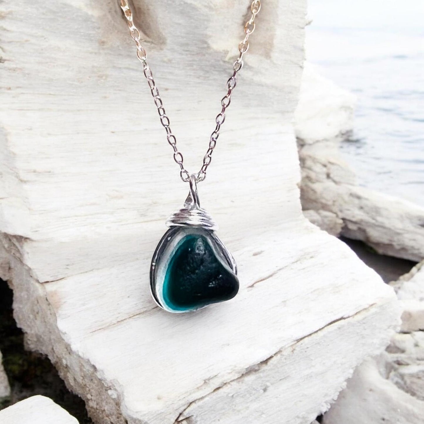 Turquoise Seaham Sea Glass Multi Pendant