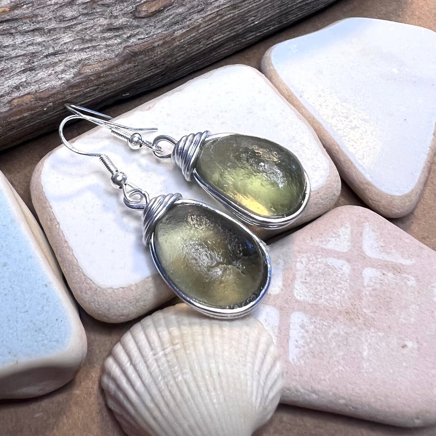 Chunky Seaham Sea Glass Earrings