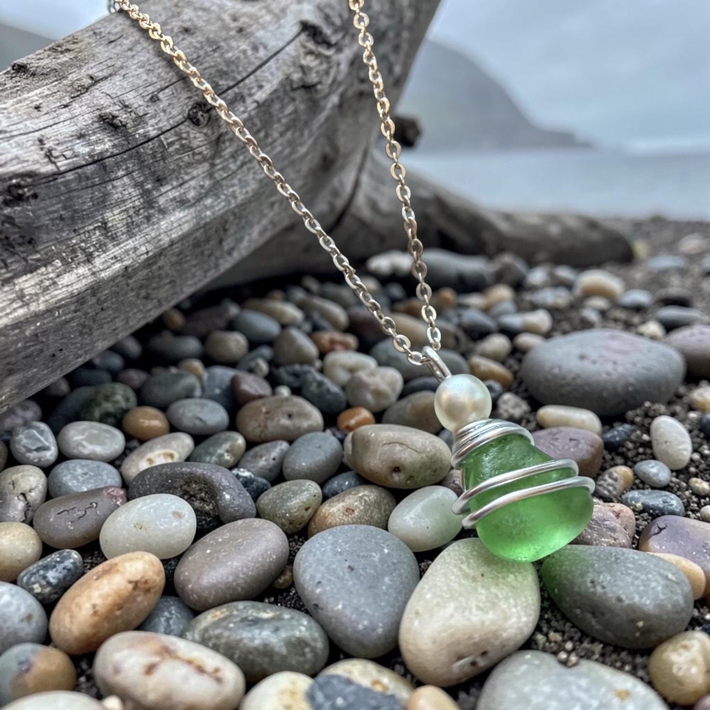 Light Green Devon Sea Glass Pendant