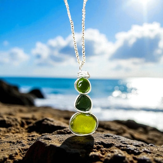 Bright Green Seaham Sea Glass Heart Pendant