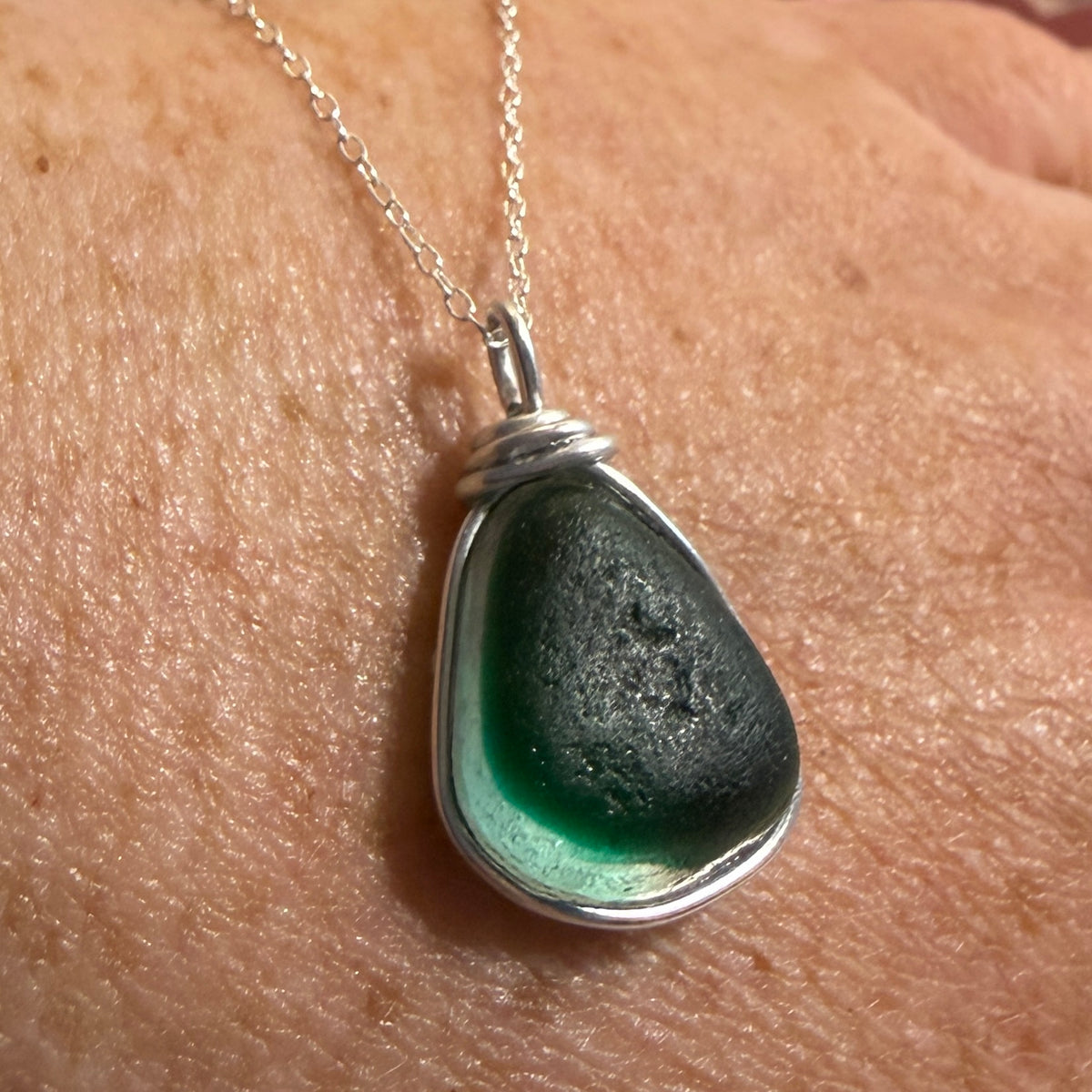 Large Turquoise Green Seaham Sea Glass Multi Pendant