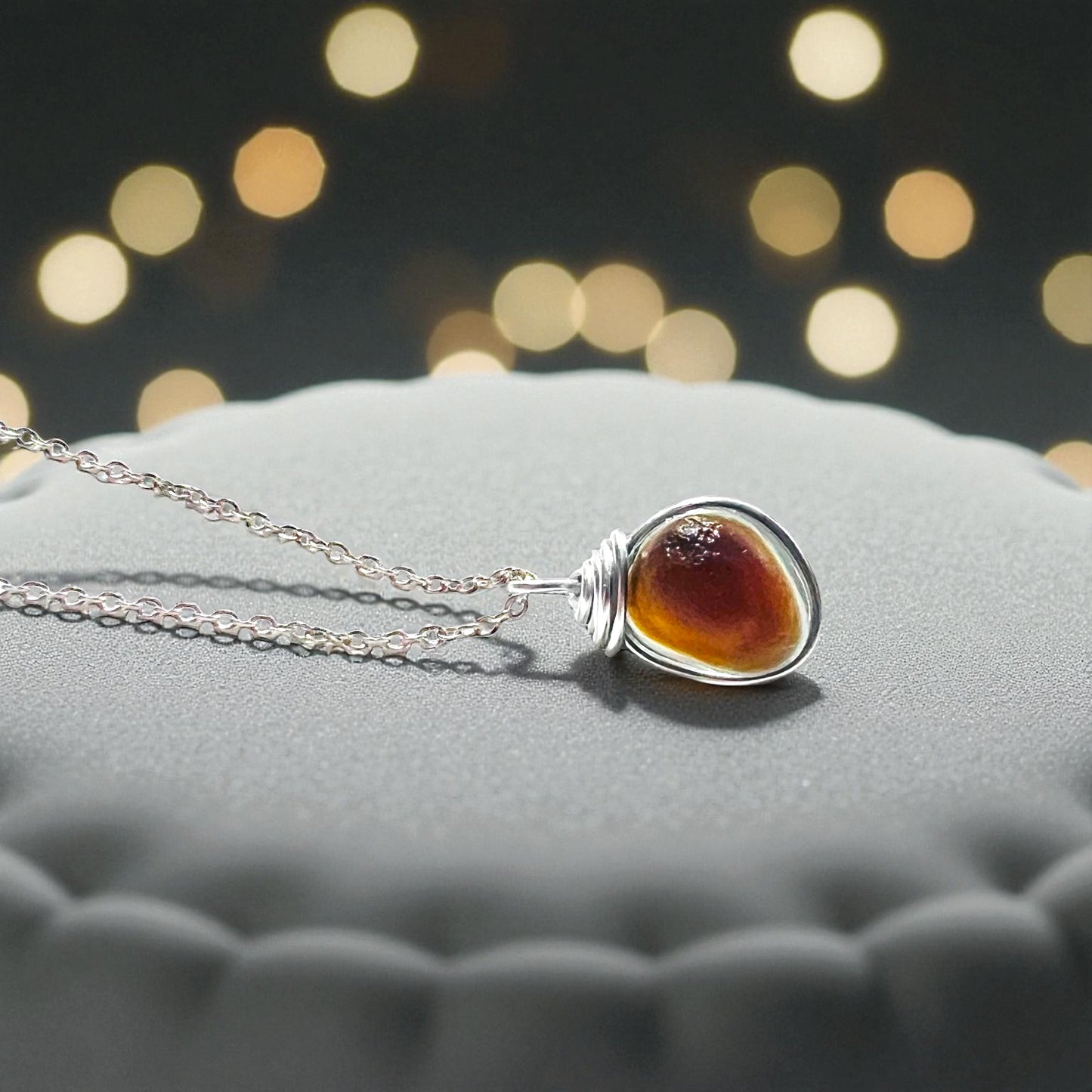 Beautiful Seaham Sea Glass Multi Tone Pendant