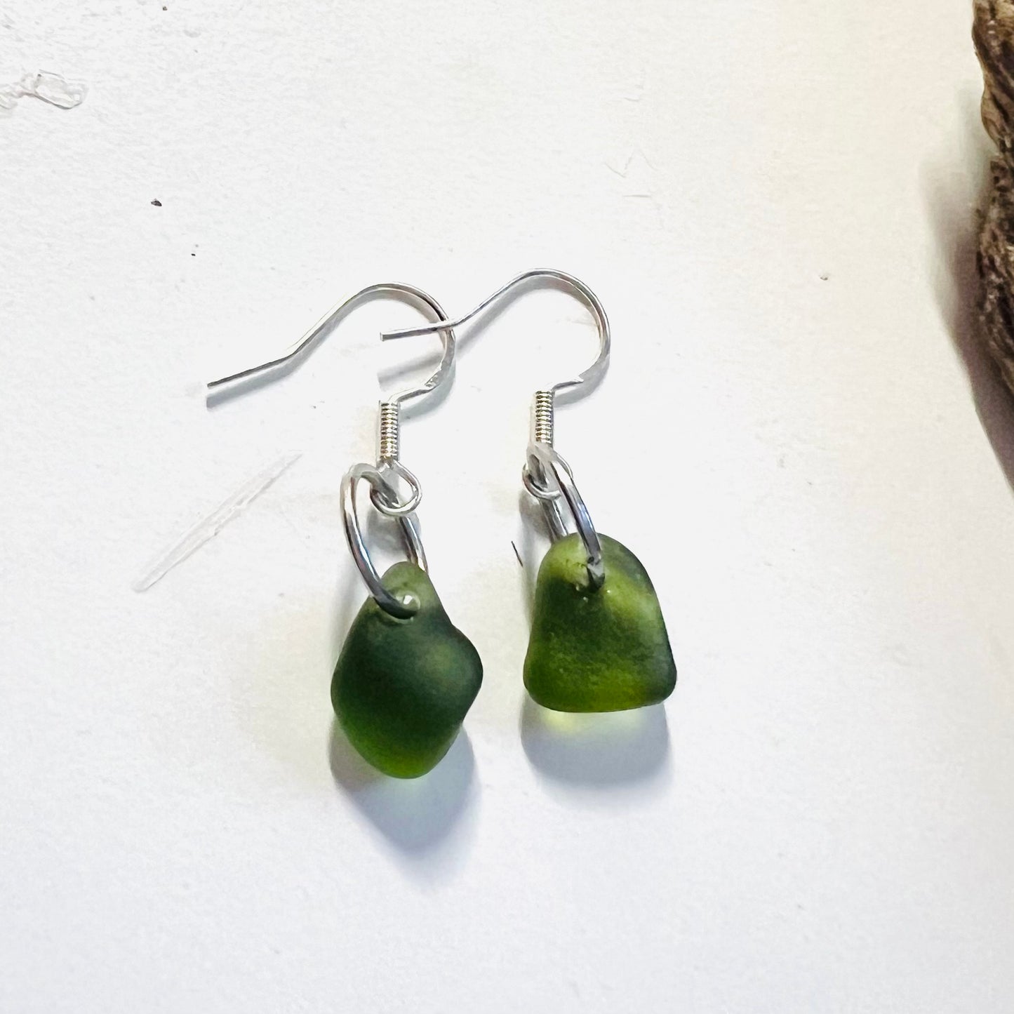 Green Dangly Seaham Sea Glass Earrings