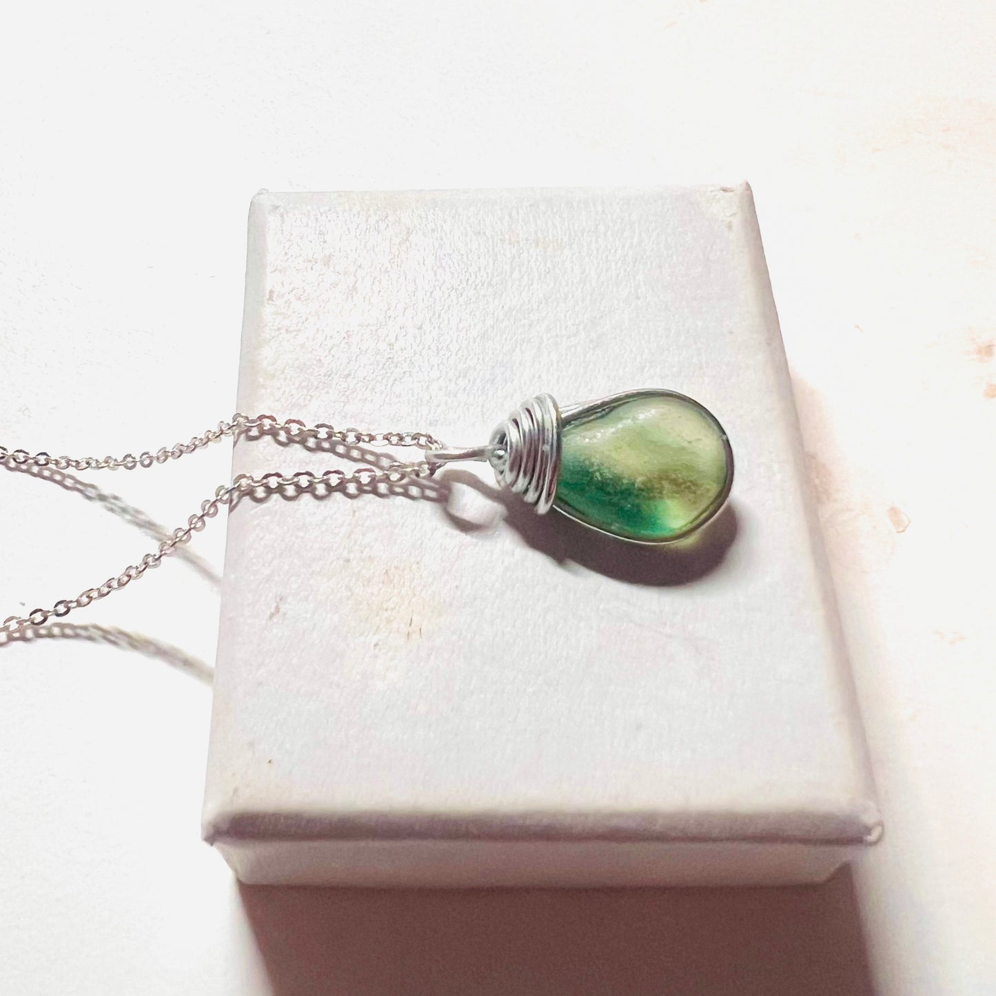 Mixed Green Seaham Sea Glass Multi Pendant