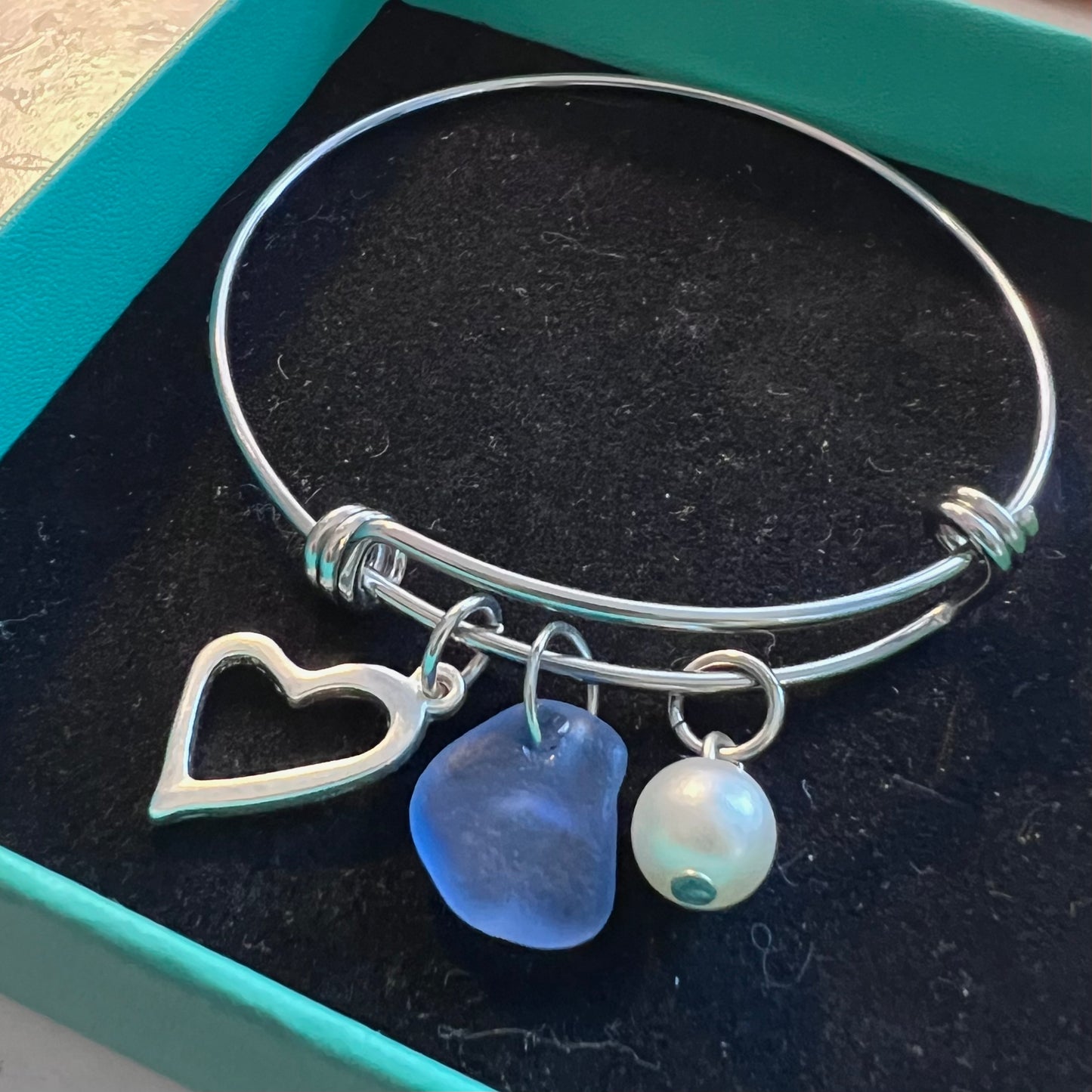 Seaham Sea Glass Heart Charm Bracelet